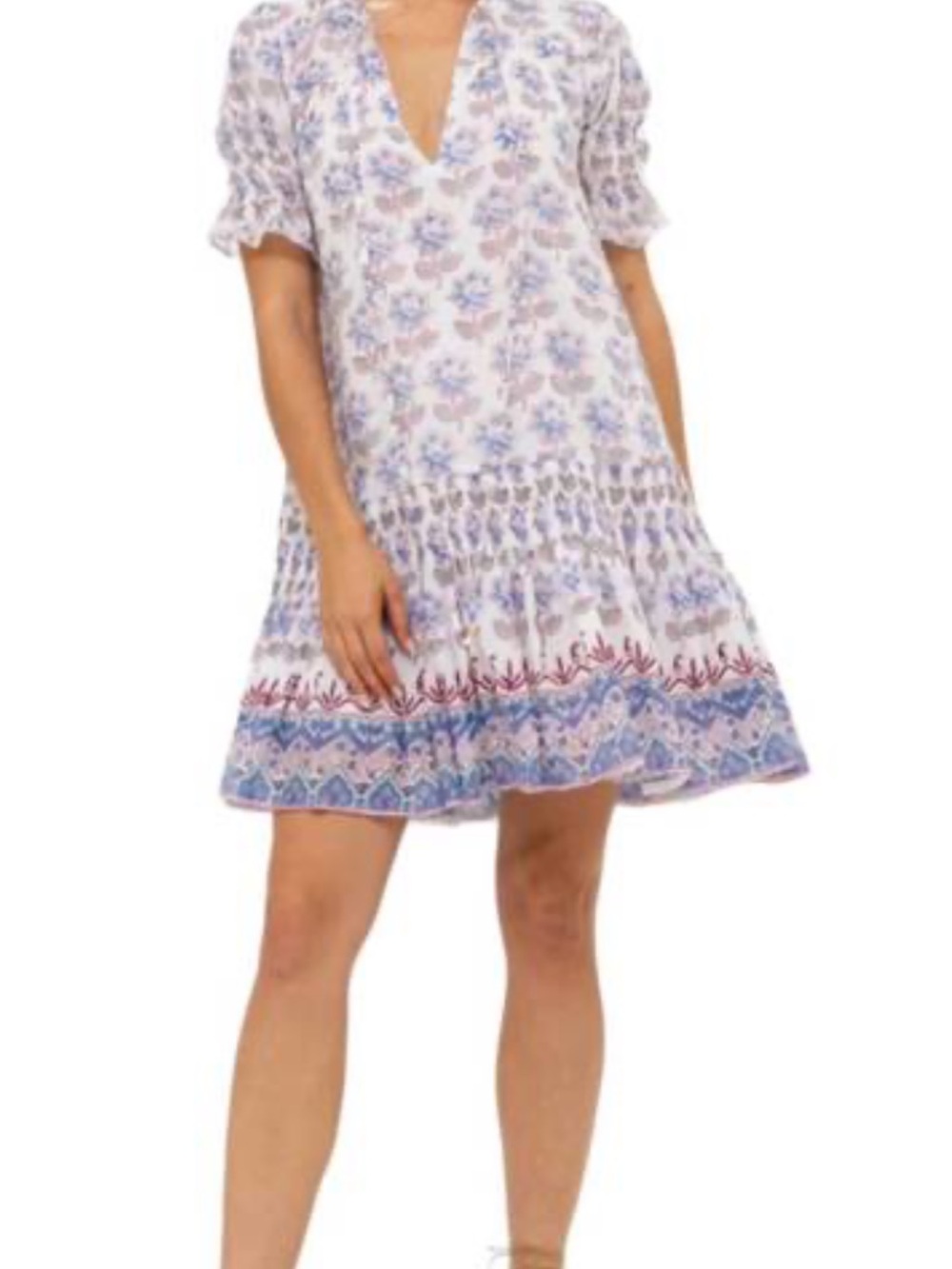 Oliphant Floral Print Dress - White, Blue & Pink Accents